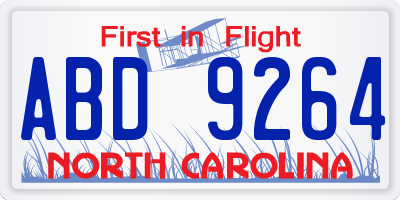 NC license plate ABD9264