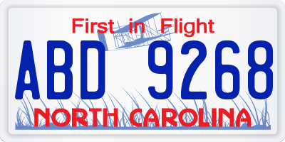 NC license plate ABD9268