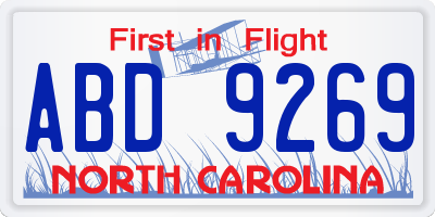NC license plate ABD9269