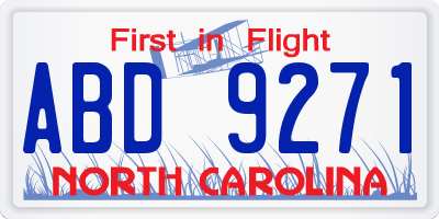 NC license plate ABD9271