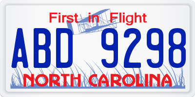 NC license plate ABD9298