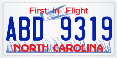 NC license plate ABD9319