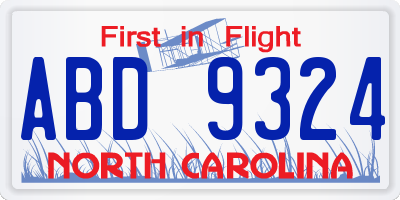 NC license plate ABD9324