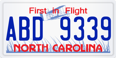 NC license plate ABD9339