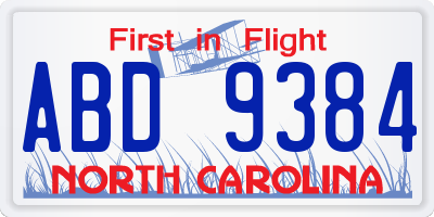 NC license plate ABD9384