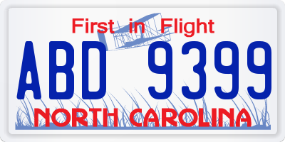 NC license plate ABD9399