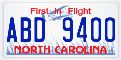 NC license plate ABD9400