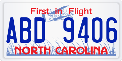 NC license plate ABD9406