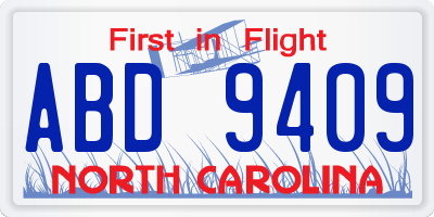 NC license plate ABD9409