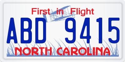 NC license plate ABD9415