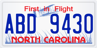 NC license plate ABD9430