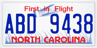 NC license plate ABD9438