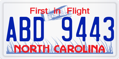 NC license plate ABD9443