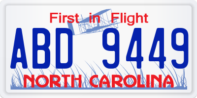 NC license plate ABD9449