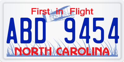 NC license plate ABD9454