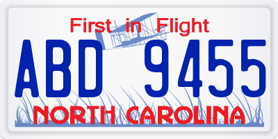 NC license plate ABD9455