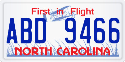 NC license plate ABD9466