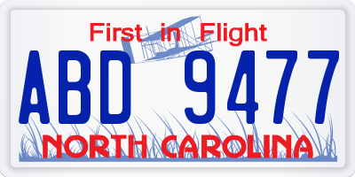 NC license plate ABD9477