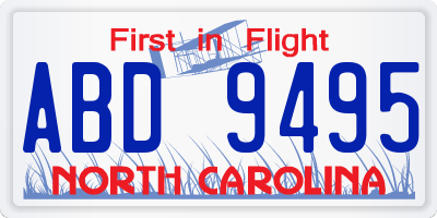NC license plate ABD9495