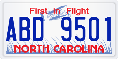 NC license plate ABD9501
