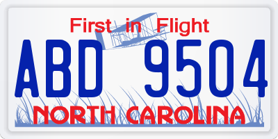 NC license plate ABD9504