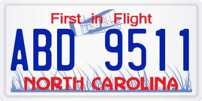 NC license plate ABD9511