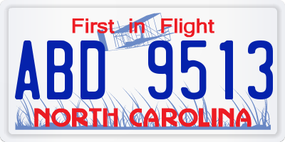 NC license plate ABD9513