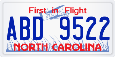 NC license plate ABD9522