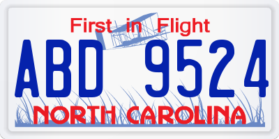 NC license plate ABD9524