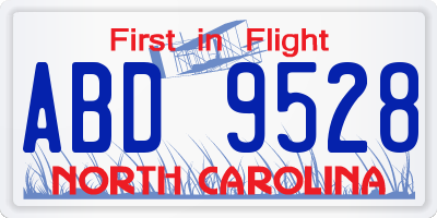 NC license plate ABD9528