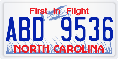 NC license plate ABD9536