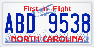 NC license plate ABD9538