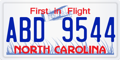 NC license plate ABD9544