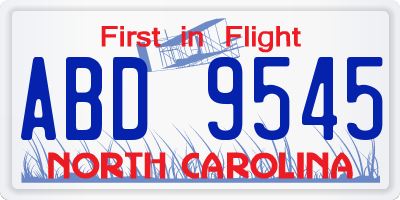 NC license plate ABD9545