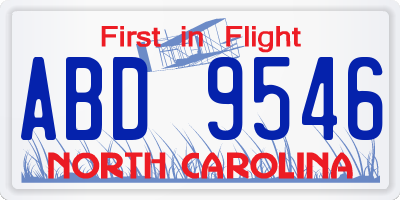 NC license plate ABD9546