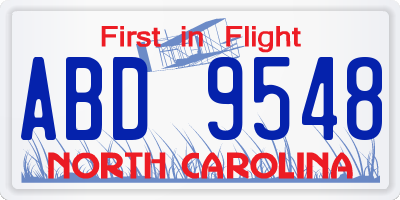 NC license plate ABD9548