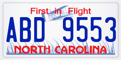 NC license plate ABD9553