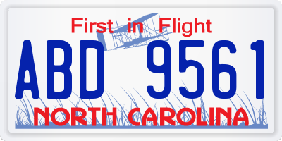NC license plate ABD9561