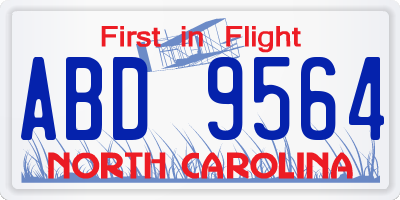 NC license plate ABD9564