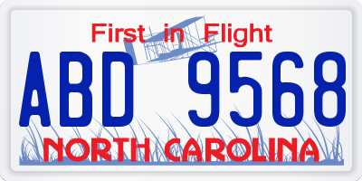 NC license plate ABD9568