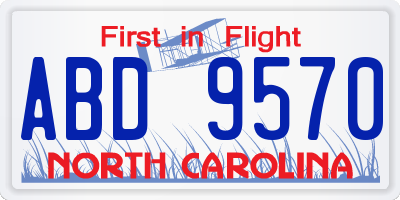 NC license plate ABD9570