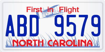 NC license plate ABD9579