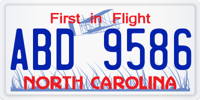NC license plate ABD9586