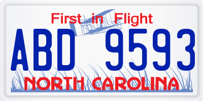 NC license plate ABD9593
