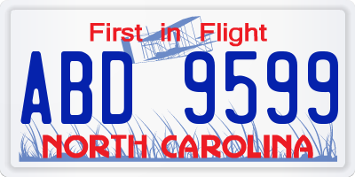 NC license plate ABD9599