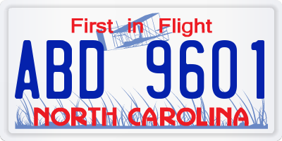 NC license plate ABD9601