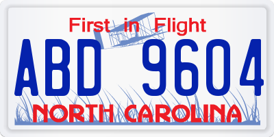 NC license plate ABD9604