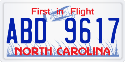 NC license plate ABD9617
