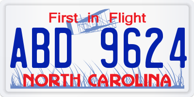 NC license plate ABD9624
