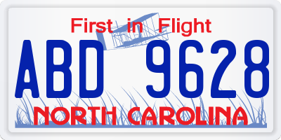 NC license plate ABD9628